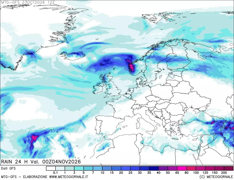 mappa GFS: Precipitazioni 24 ore precedenti