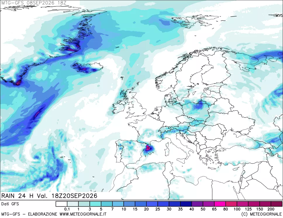 mappa GFS: Precipitazioni 24 ore precedenti