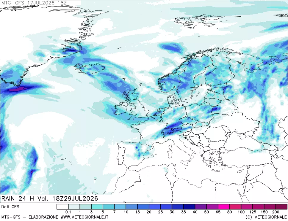mappa GFS: Precipitazioni 24 ore precedenti