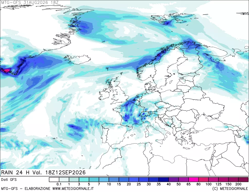 mappa GFS: Precipitazioni 24 ore precedenti