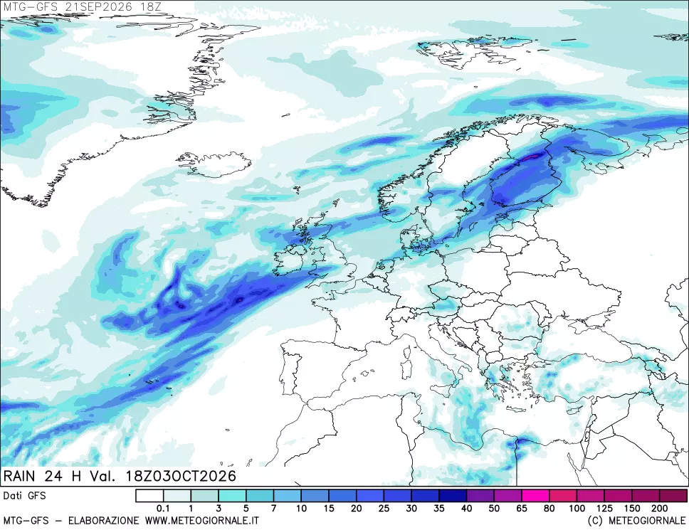 mappa GFS: Precipitazioni 24 ore precedenti
