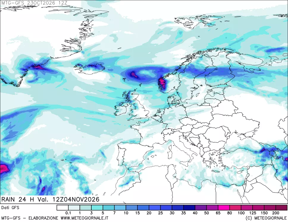 mappa GFS: Precipitazioni 24 ore precedenti