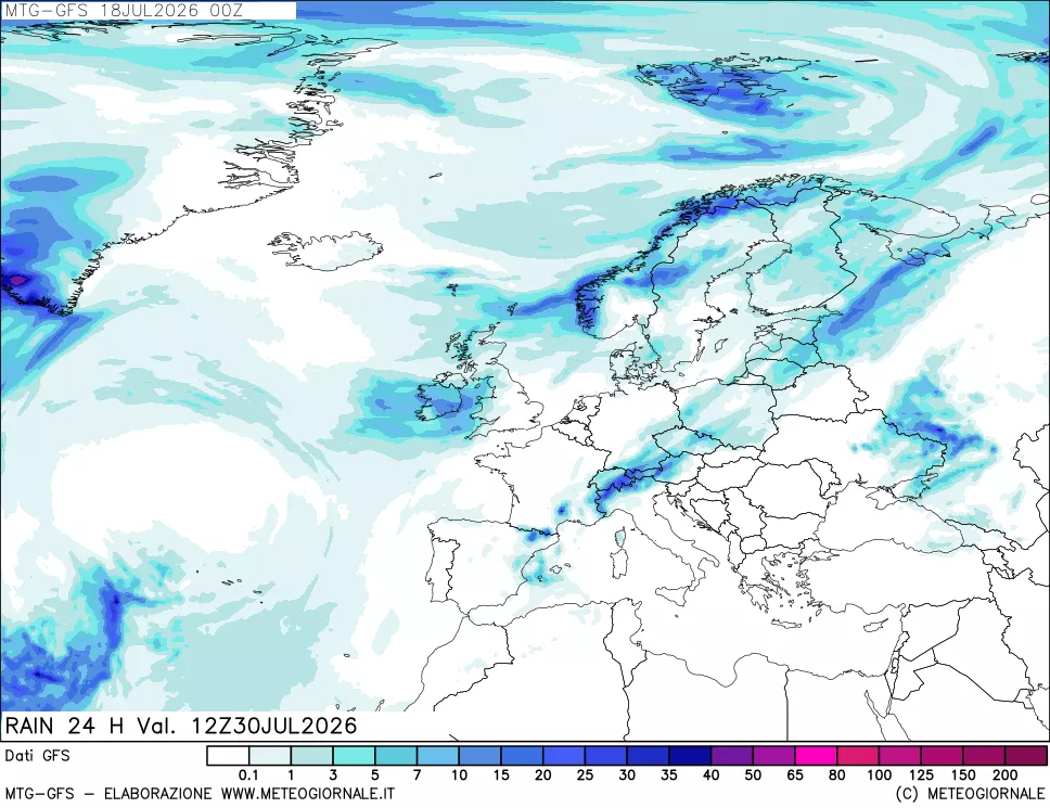 mappa GFS: Precipitazioni 24 ore precedenti