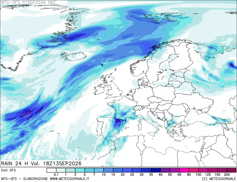 mappa GFS: Precipitazioni 24 ore precedenti