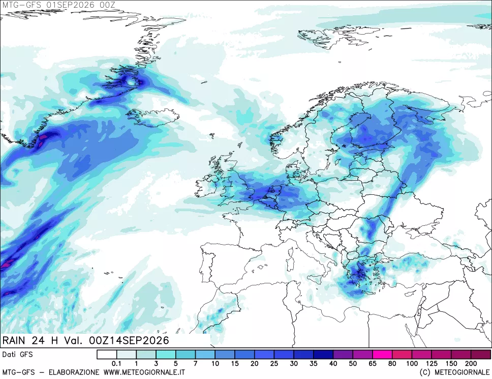 mappa GFS: Precipitazioni 24 ore precedenti