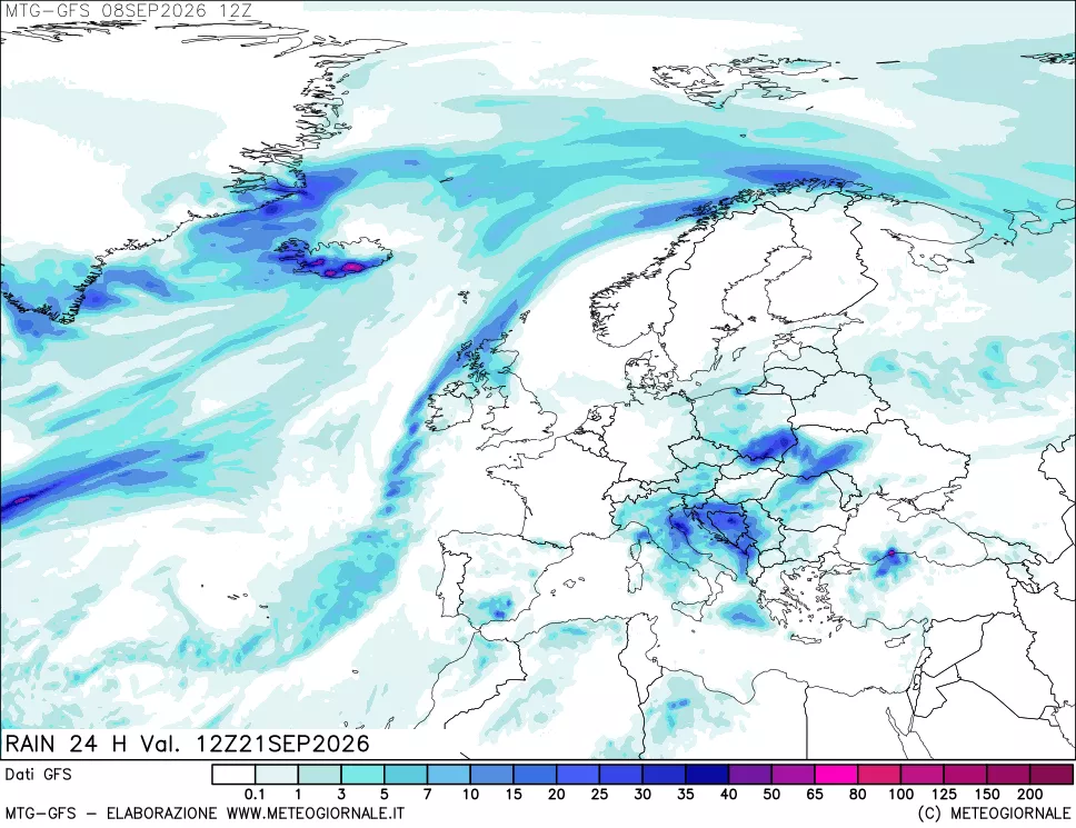mappa GFS: Precipitazioni 24 ore precedenti