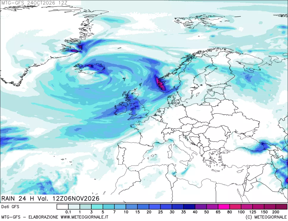 mappa GFS: Precipitazioni 24 ore precedenti