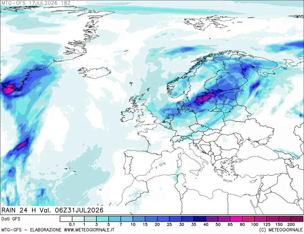 mappa GFS: Precipitazioni 24 ore precedenti