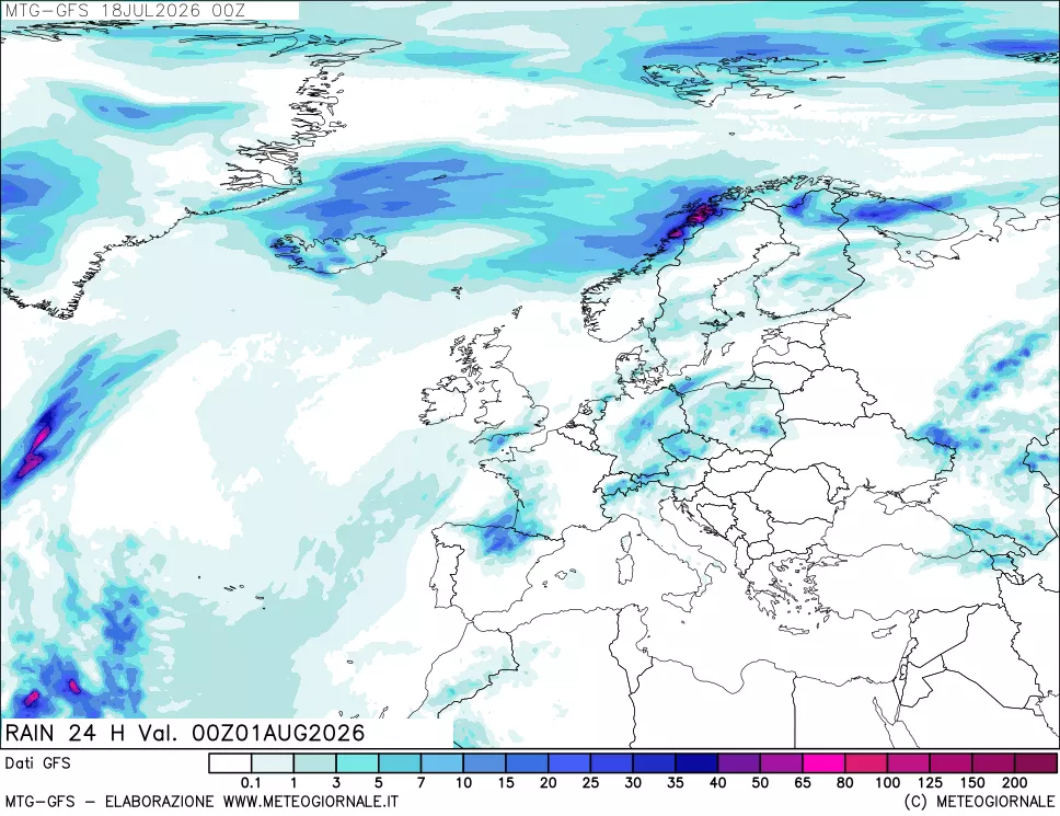 mappa GFS: Precipitazioni 24 ore precedenti