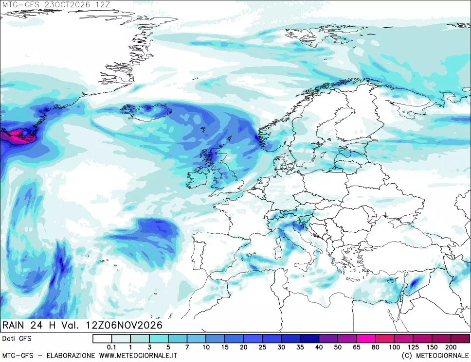 mappa GFS: Precipitazioni 24 ore precedenti