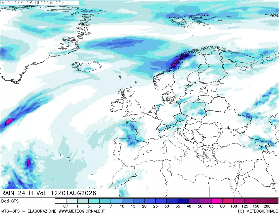 mappa GFS: Precipitazioni 24 ore precedenti