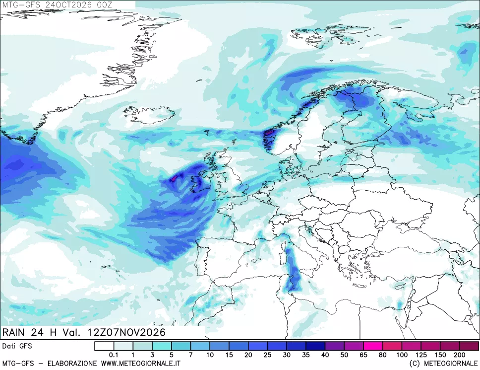 mappa GFS: Precipitazioni 24 ore precedenti