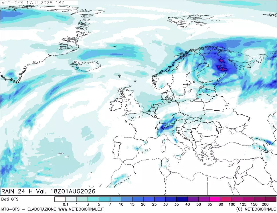 mappa GFS: Precipitazioni 24 ore precedenti