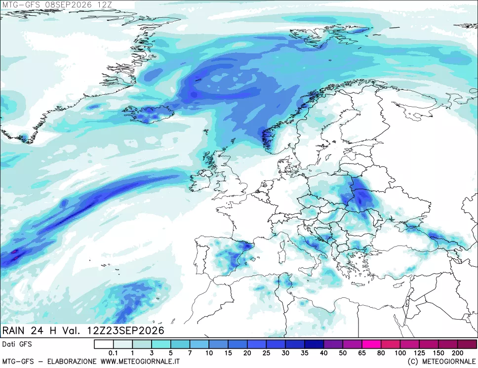 mappa GFS: Precipitazioni 24 ore precedenti