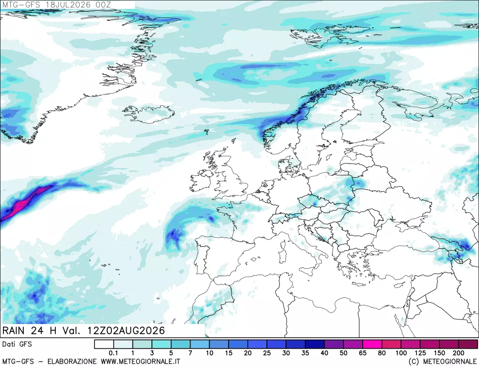 mappa GFS: Precipitazioni 24 ore precedenti