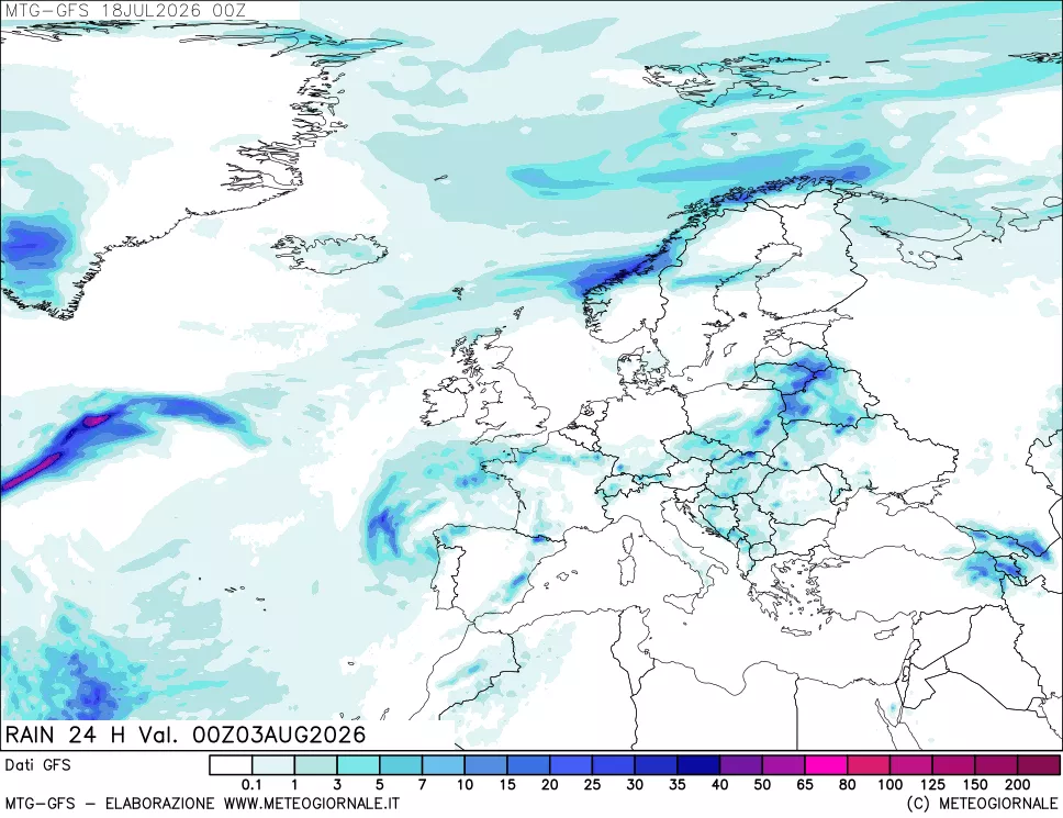mappa GFS: Precipitazioni 24 ore precedenti