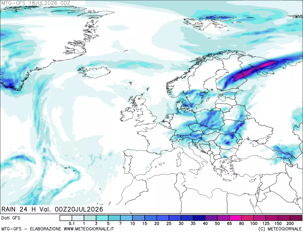 mappa GFS: Precipitazioni 24 ore precedenti