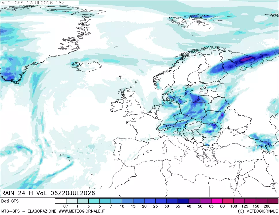 mappa GFS: Precipitazioni 24 ore precedenti