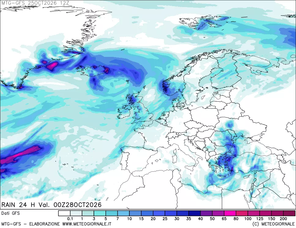 mappa GFS: Precipitazioni 24 ore precedenti