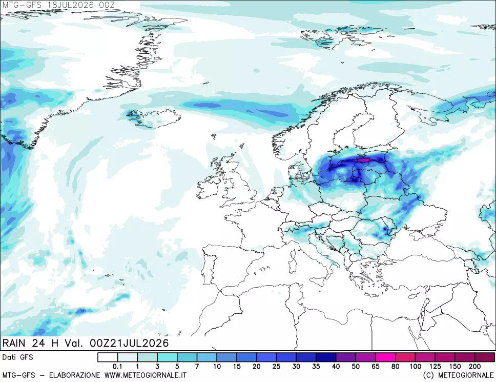 mappa GFS: Precipitazioni 24 ore precedenti