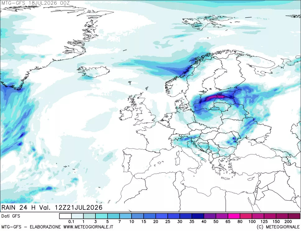 mappa GFS: Precipitazioni 24 ore precedenti