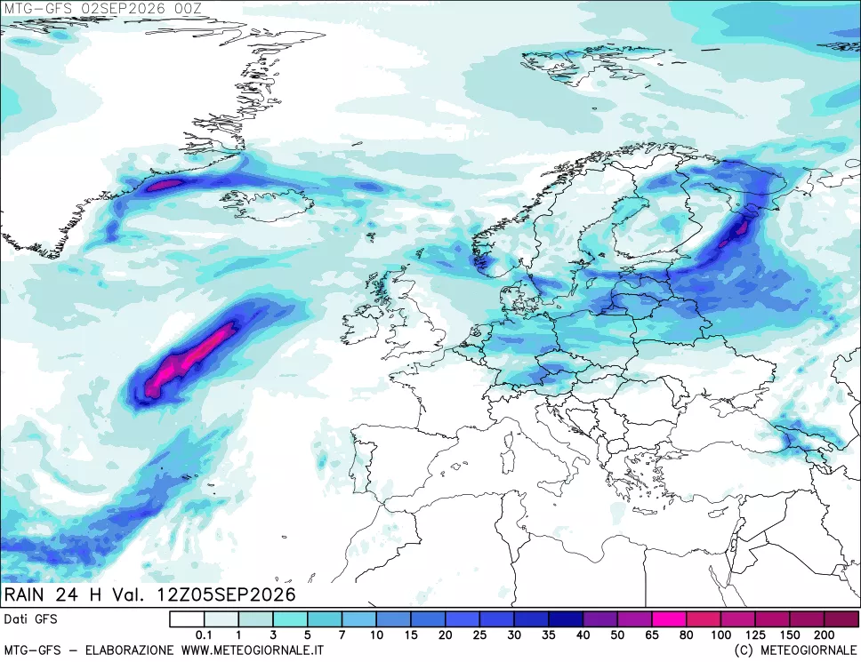 mappa GFS: Precipitazioni 24 ore precedenti