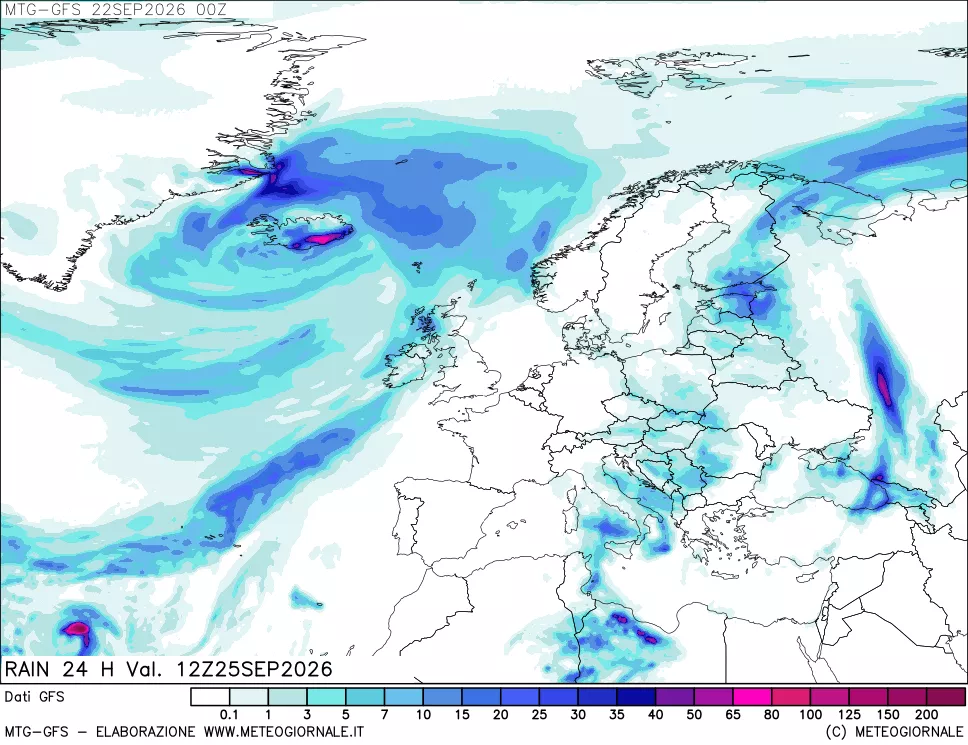 mappa GFS: Precipitazioni 24 ore precedenti