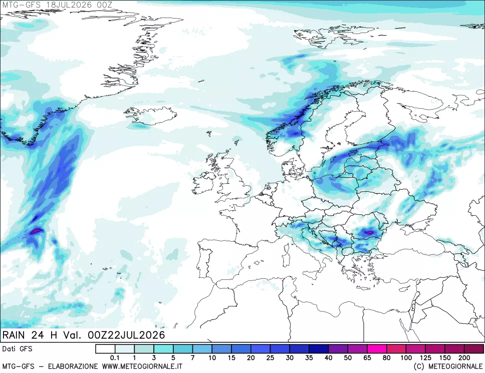 mappa GFS: Precipitazioni 24 ore precedenti