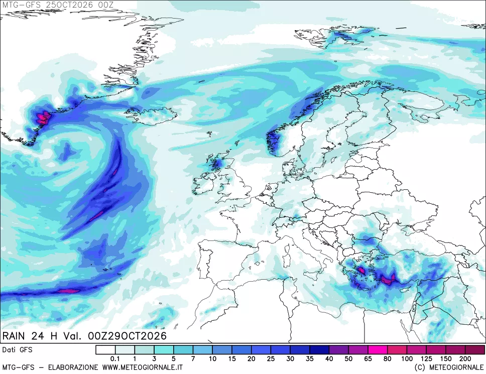 mappa GFS: Precipitazioni 24 ore precedenti