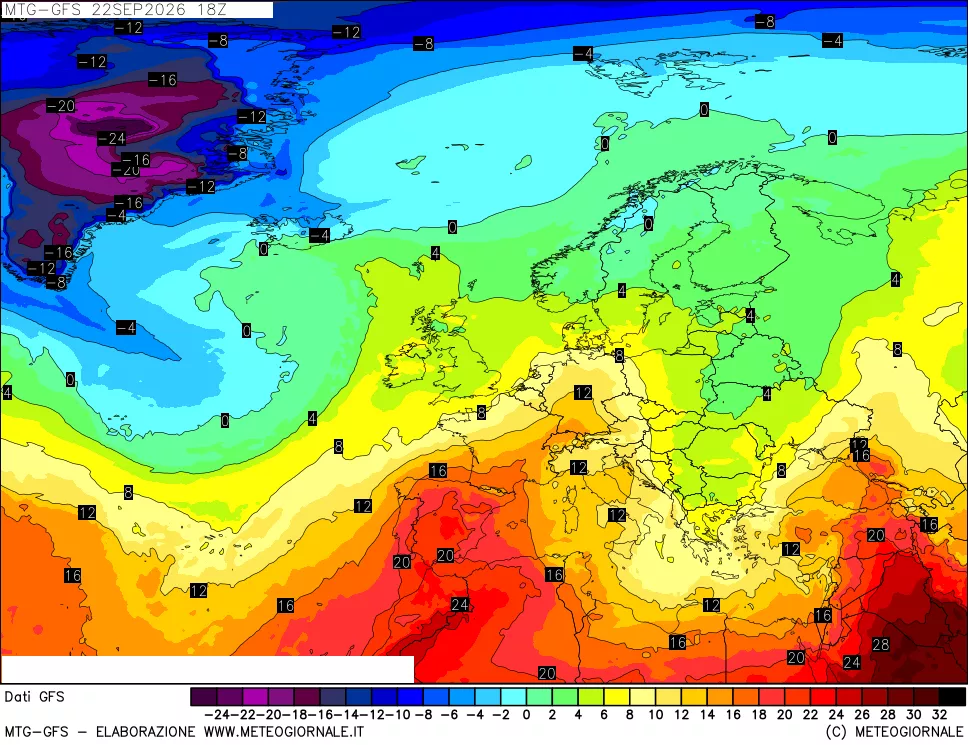mappa GFS: Temperatura a 850 hPa