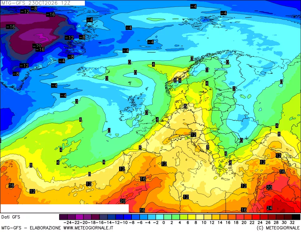 mappa GFS: Temperatura a 850 hPa