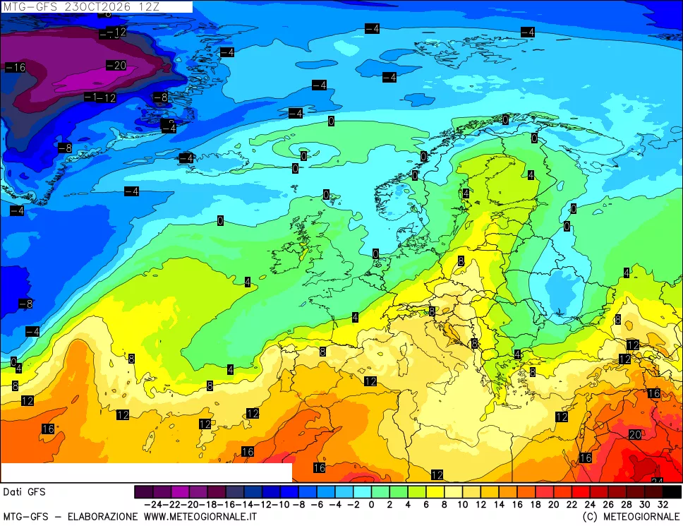 mappa GFS: Temperatura a 850 hPa