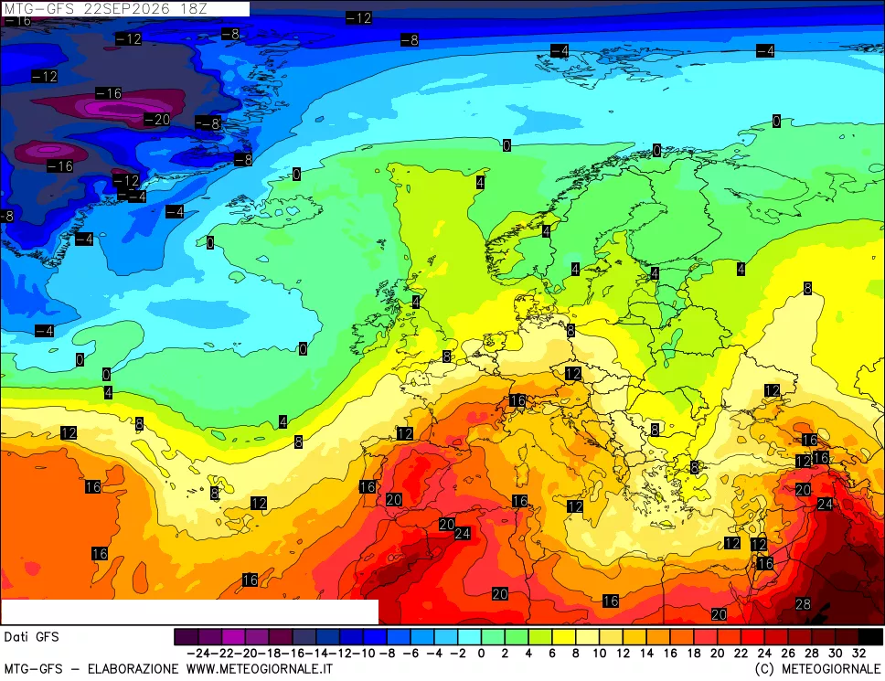 mappa GFS: Temperatura a 850 hPa