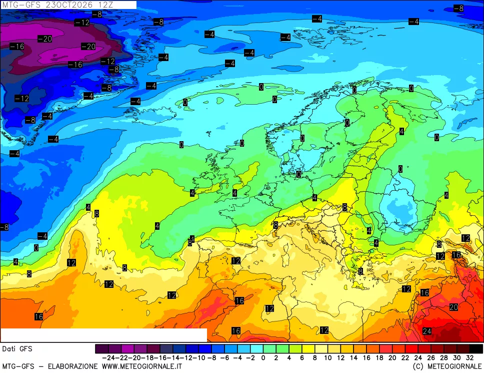 mappa GFS: Temperatura a 850 hPa