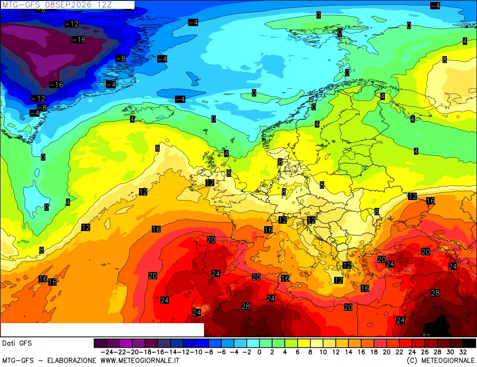 mappa GFS: Temperatura a 850 hPa