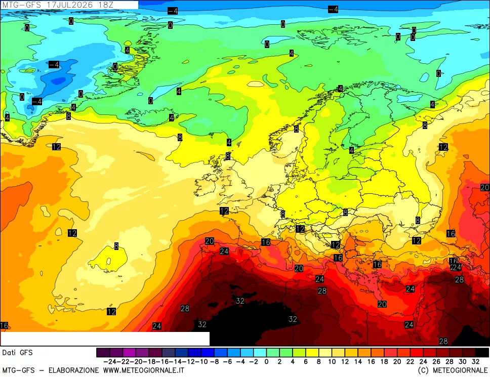 mappa GFS: Temperatura a 850 hPa
