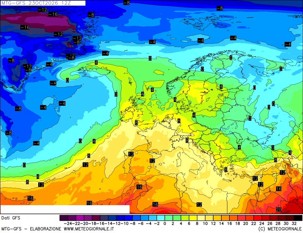 mappa GFS: Temperatura a 850 hPa