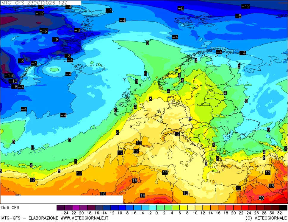 mappa GFS: Temperatura a 850 hPa
