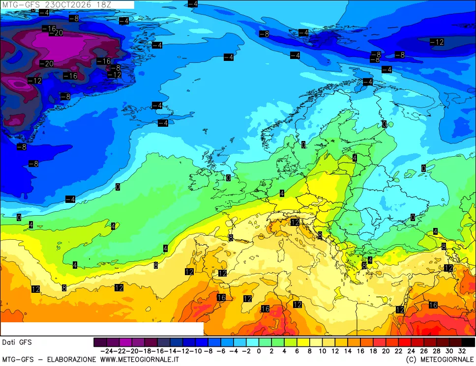 mappa GFS: Temperatura a 850 hPa