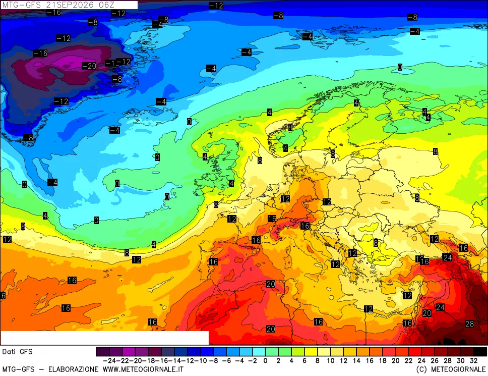 mappa GFS: Temperatura a 850 hPa