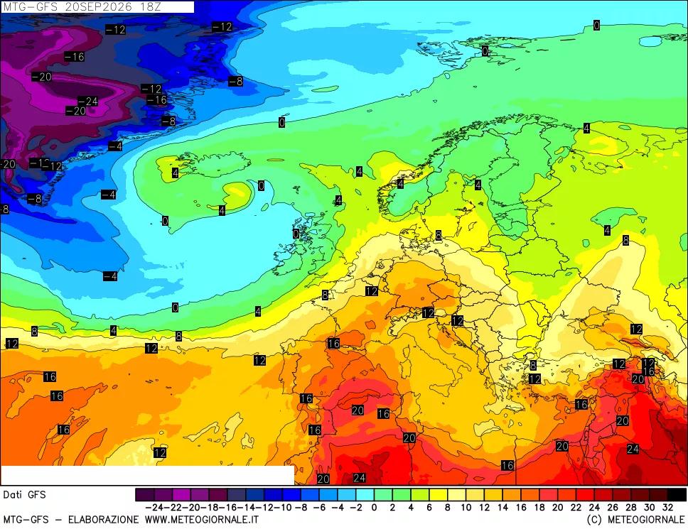mappa GFS: Temperatura a 850 hPa