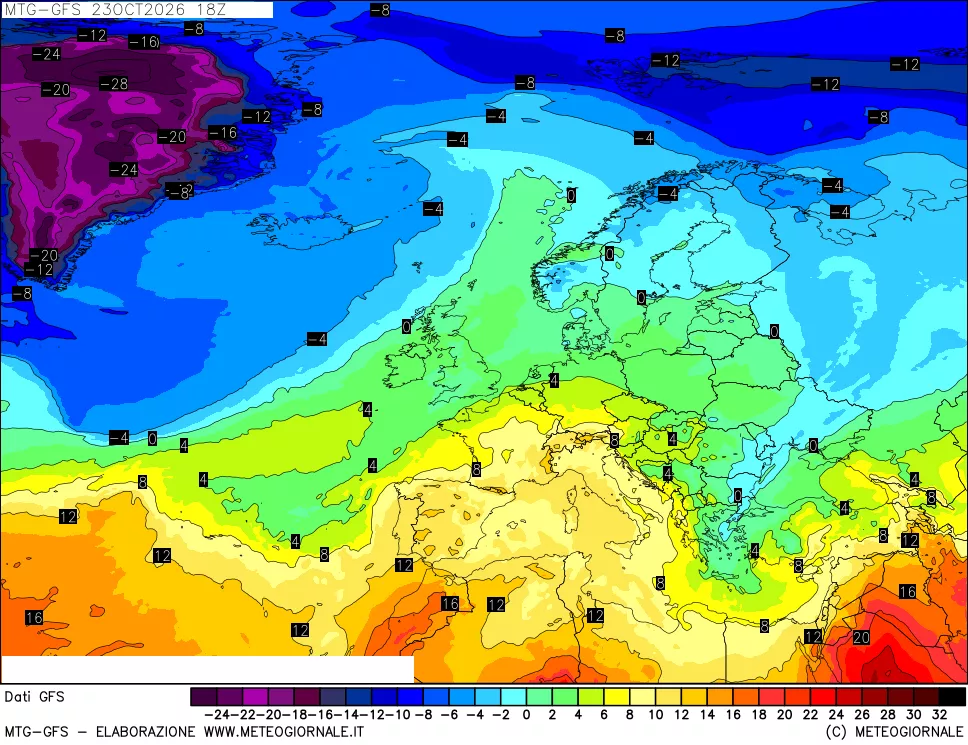 mappa GFS: Temperatura a 850 hPa