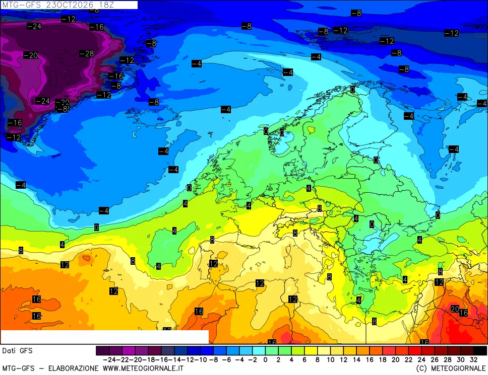 mappa GFS: Temperatura a 850 hPa