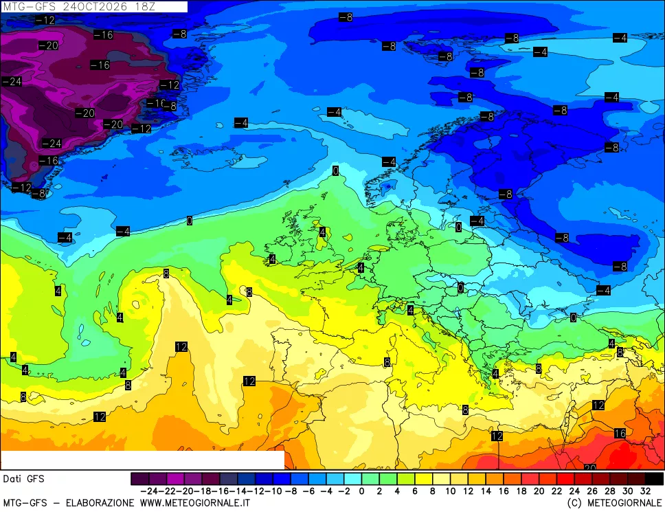 mappa GFS: Temperatura a 850 hPa