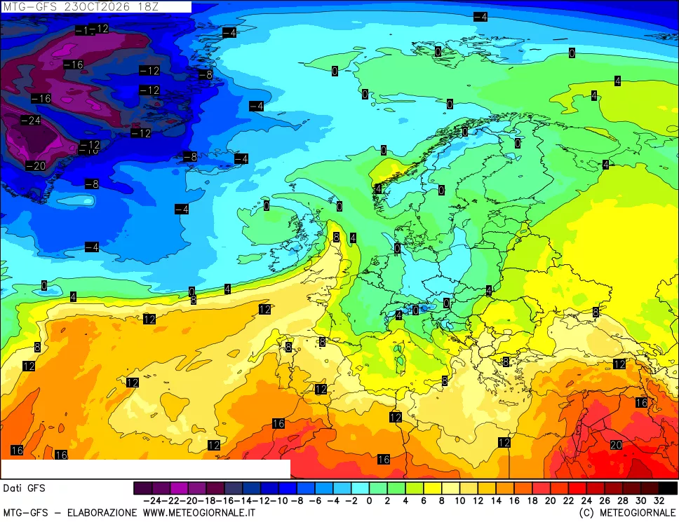 mappa GFS: Temperatura a 850 hPa