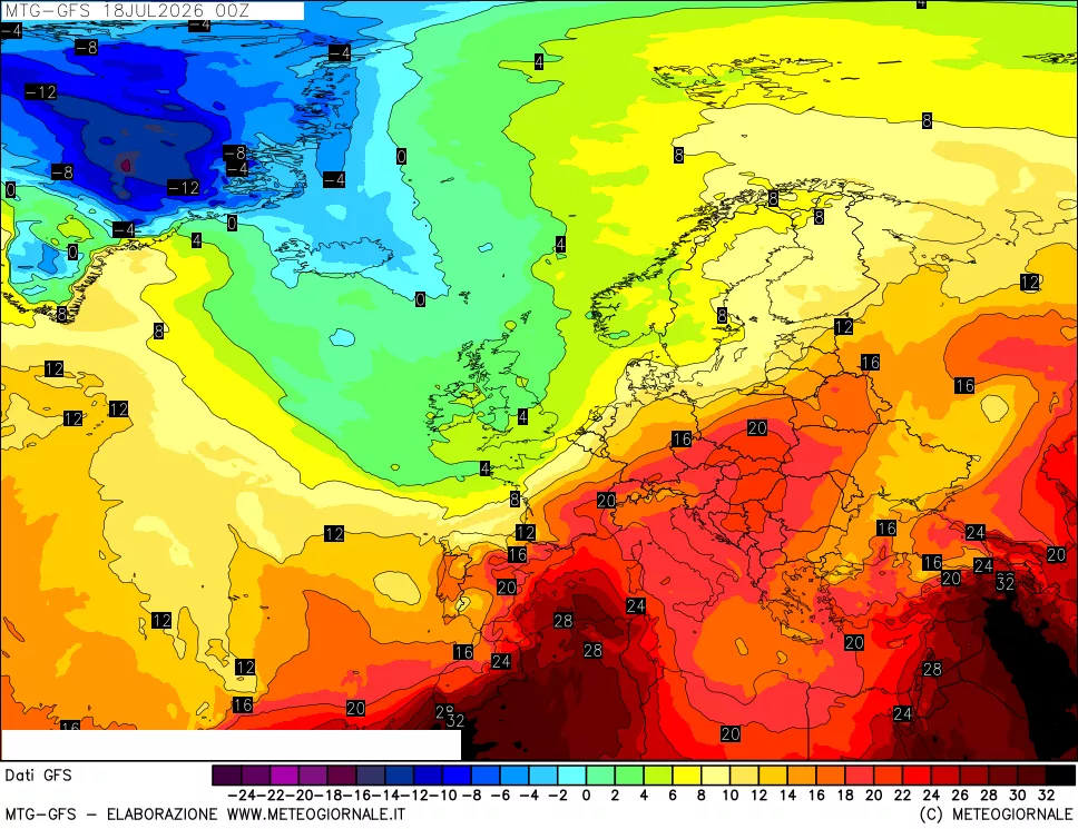 mappa GFS: Temperatura a 850 hPa