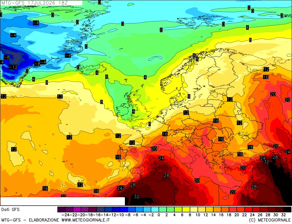 mappa GFS: Temperatura a 850 hPa