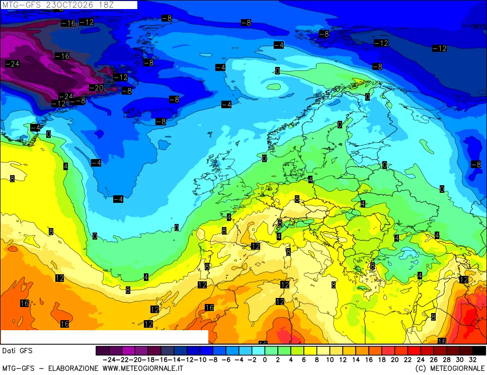 mappa GFS: Temperatura a 850 hPa