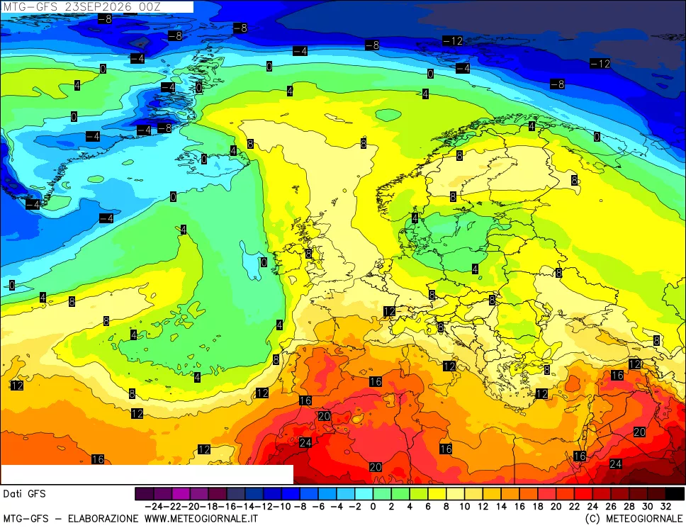 mappa GFS: Temperatura a 850 hPa