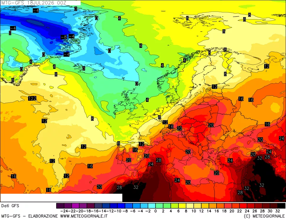 mappa GFS: Temperatura a 850 hPa